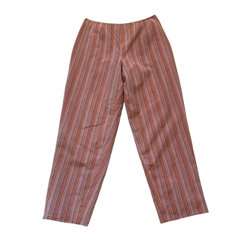 VTG Talbots Silk Cotton Striped Pants, Orange, Fall Colors, Minimalist, Size 10